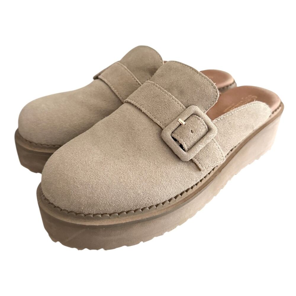Seychelles Come Together II Platform Mule Sand Tan Suede 9.5 Excellent